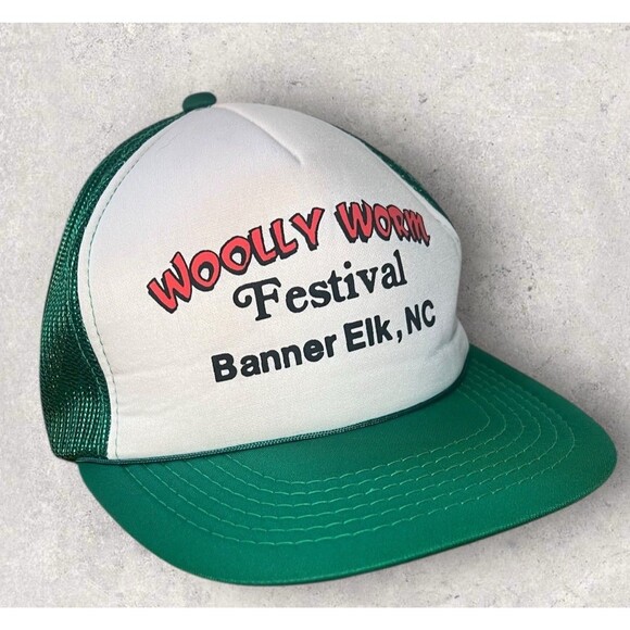 Vintage Willy Worm Festival SnapBack Green Trucker Hat One Size - Picture 1 of 5